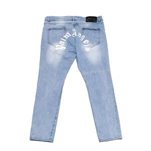 Palm Angels Light Wash Straight Leg Jeans‎ – Gothic Logo Back – Size 38 IT